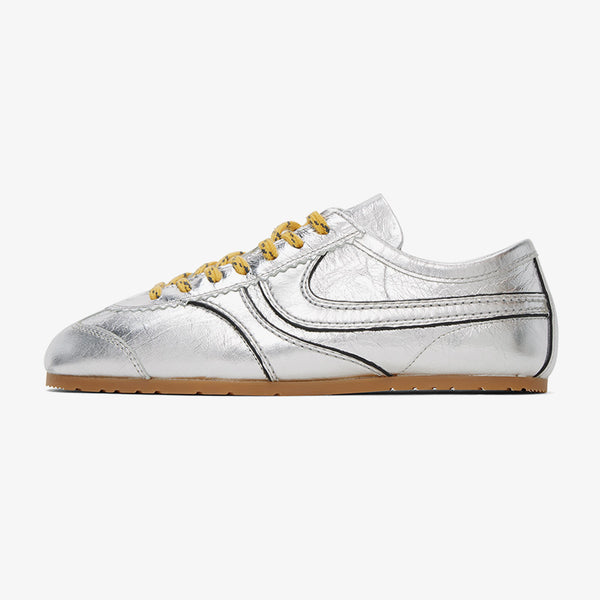 Silver Metallic Low-Top Sneakers