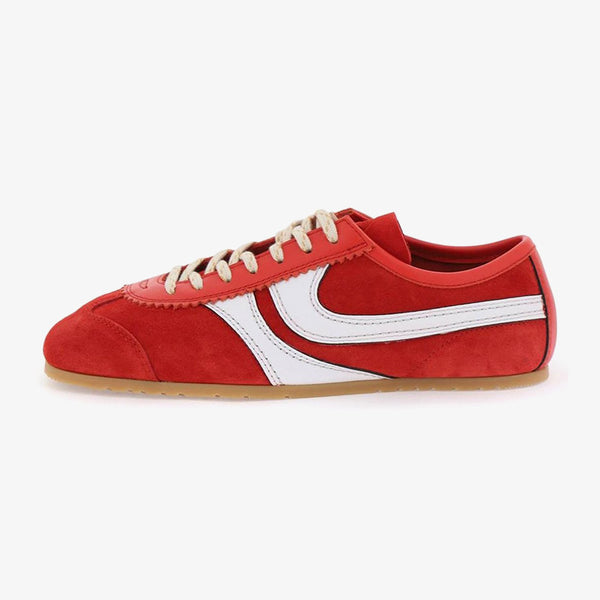 Bold Red Suede Sneakers